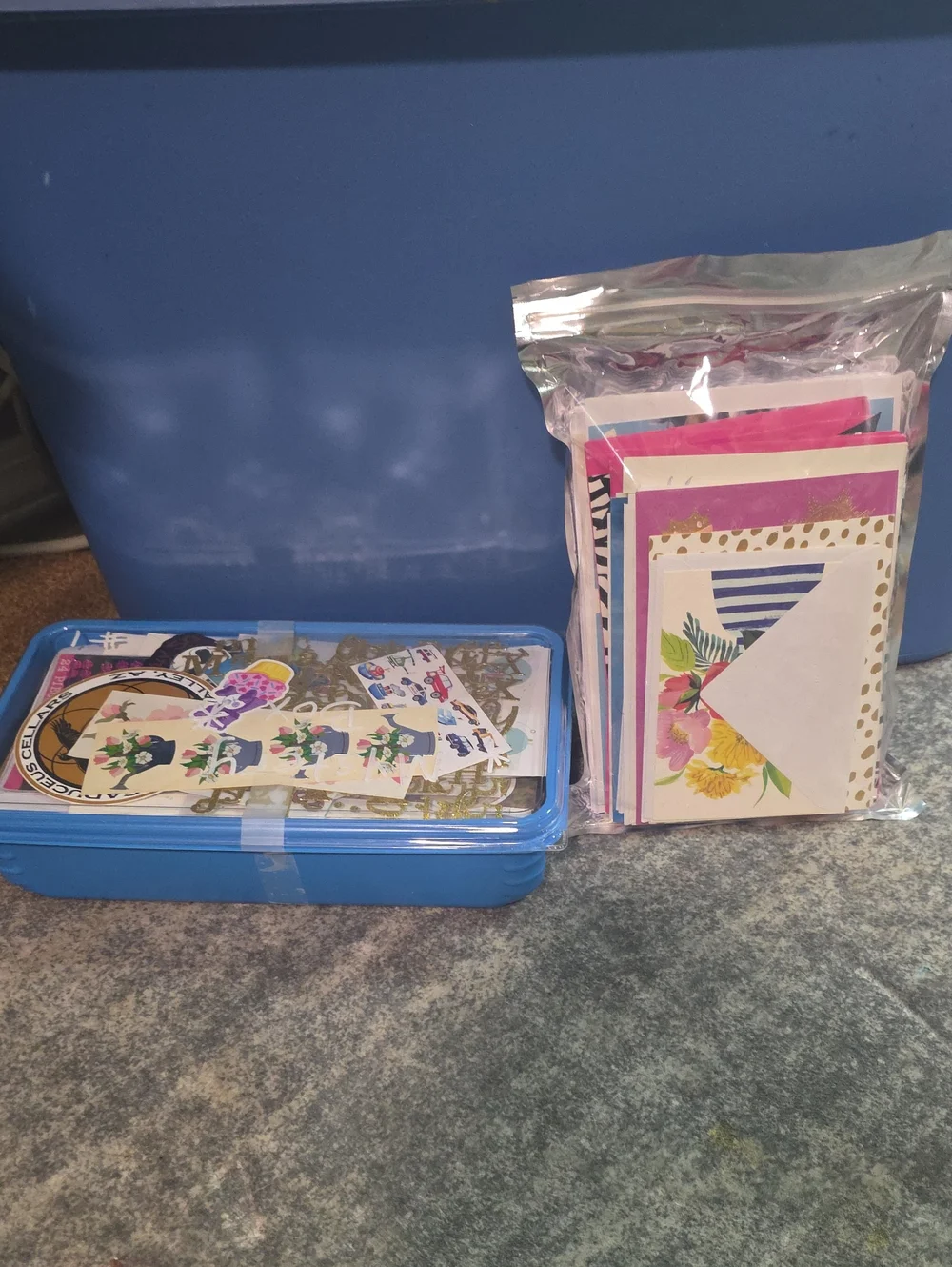 Mystery Stationary Box And Bag Set with Paper, Cards, Stickers